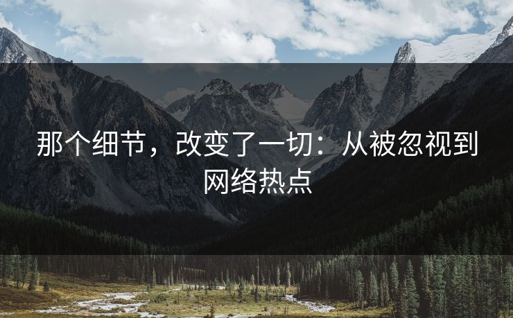 那个细节，改变了一切：从被忽视到网络热点
